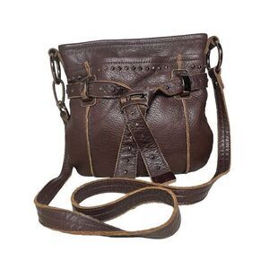 B Makowsky Crossbody Beautiful Rose Gold Hardware Brown Leather‎